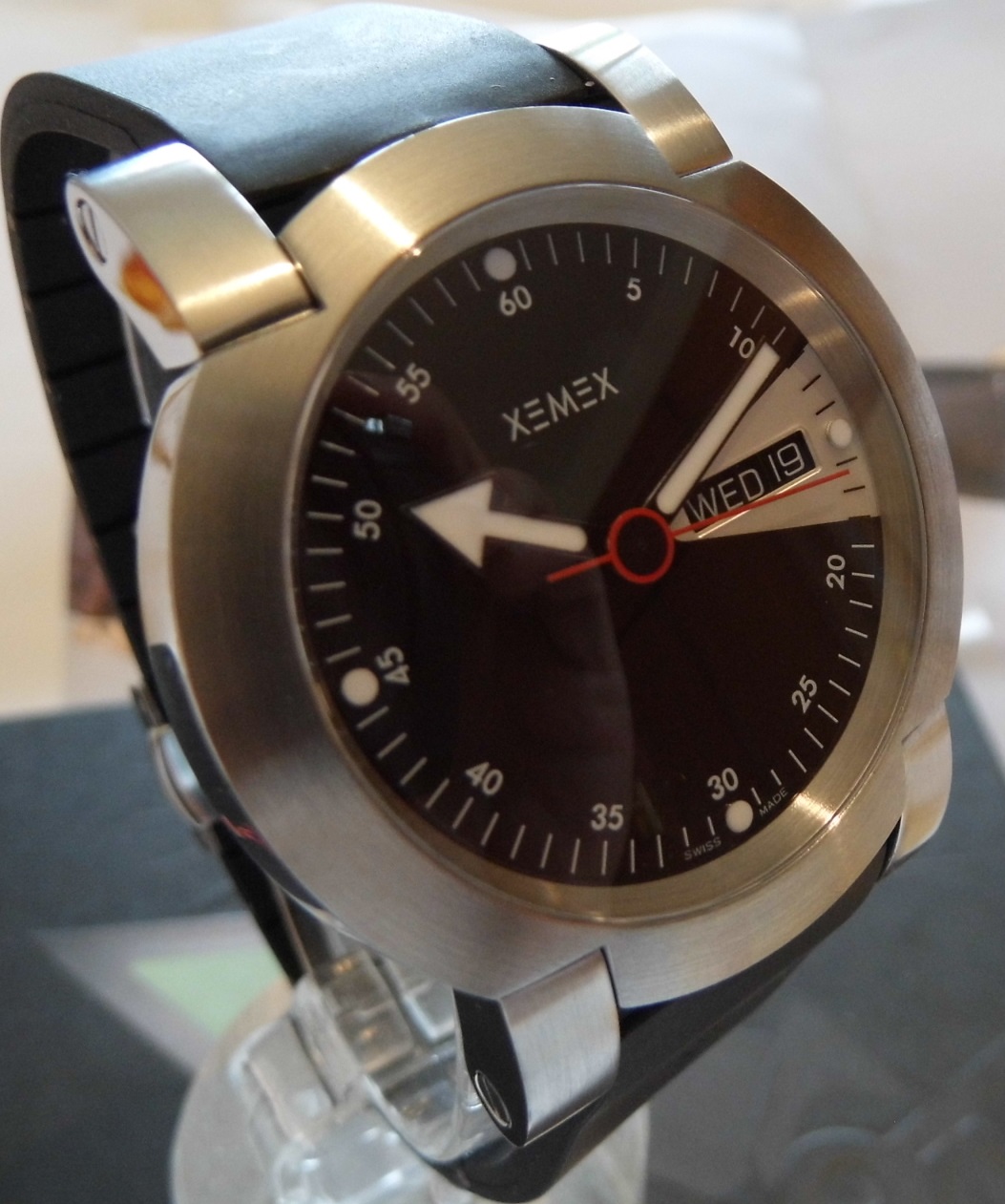 Xemex XE 5000 Day Date, Black Dial, Rubber Strap