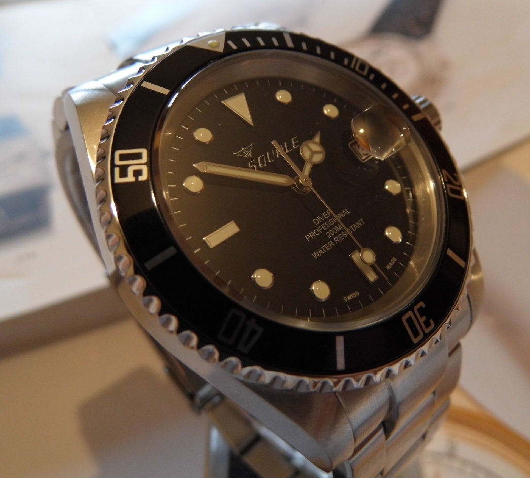 Squale 20 Atmos Classic, Black Dial, Steel Bracelet