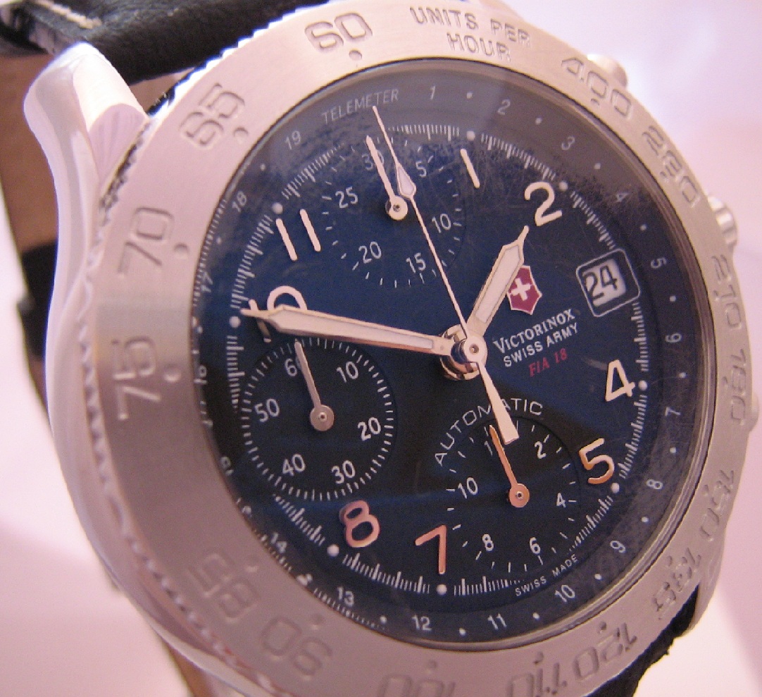 Victorinox Swiss Army FA-18 Chronograph, Black Dial, Leather Strap