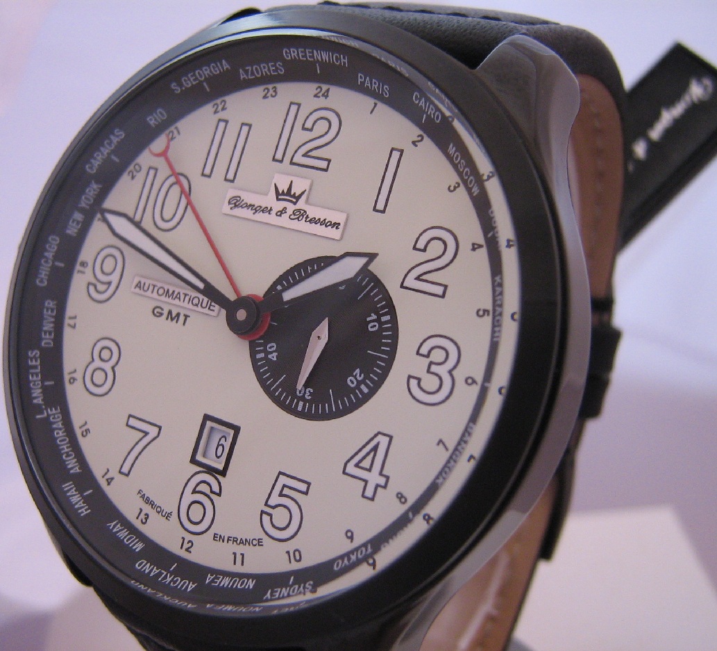Yonger & Bresson Jules Verne GMT, Cream Dial, Leather Strap
