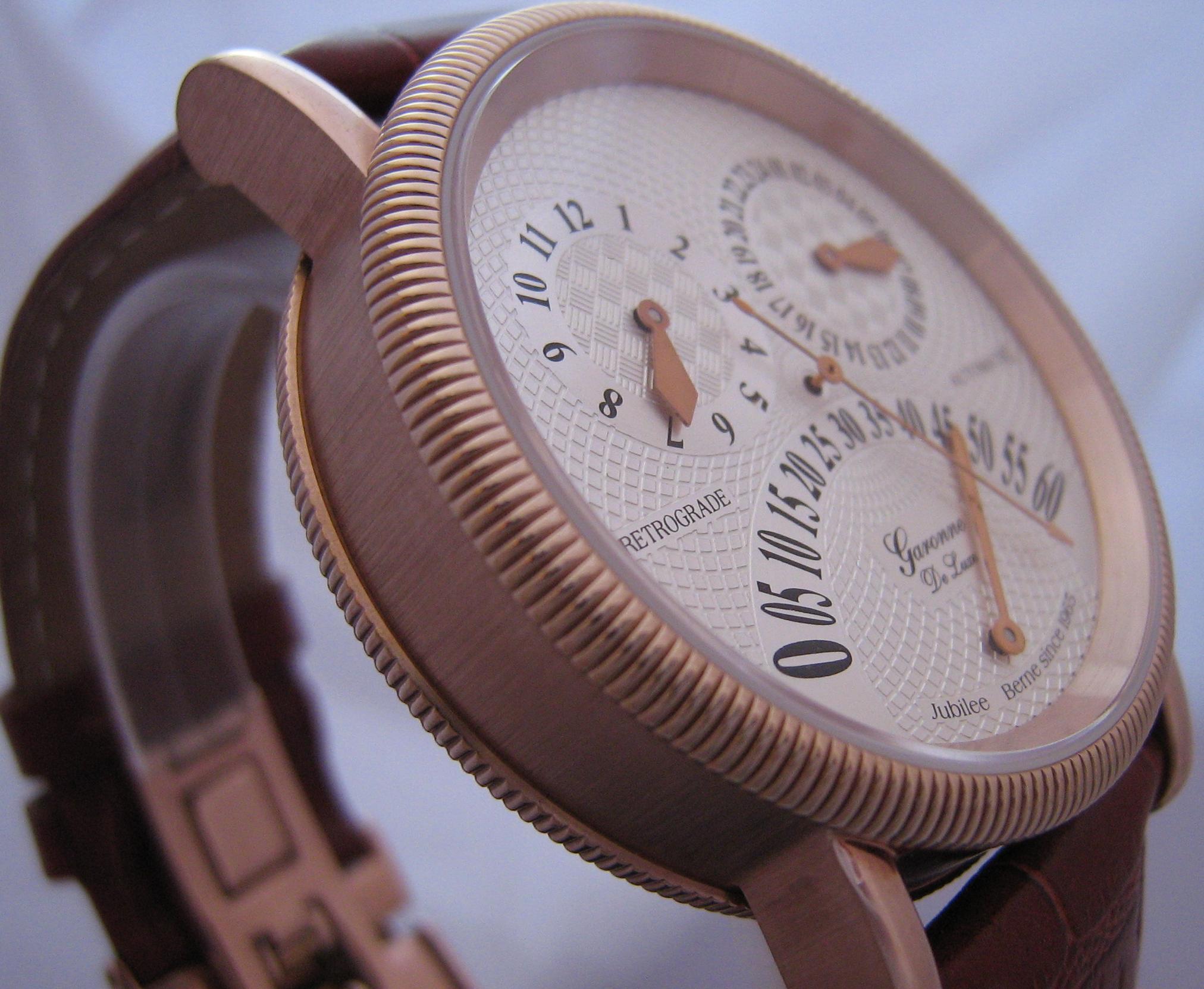 Garonne Deluxe Jubilee Retrograde Watch, Silver Dial With Leather Strap