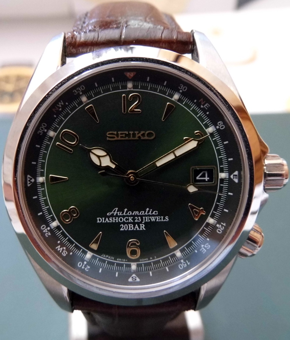 Seiko Apinist, Green Dial, Brown Leather Strap
