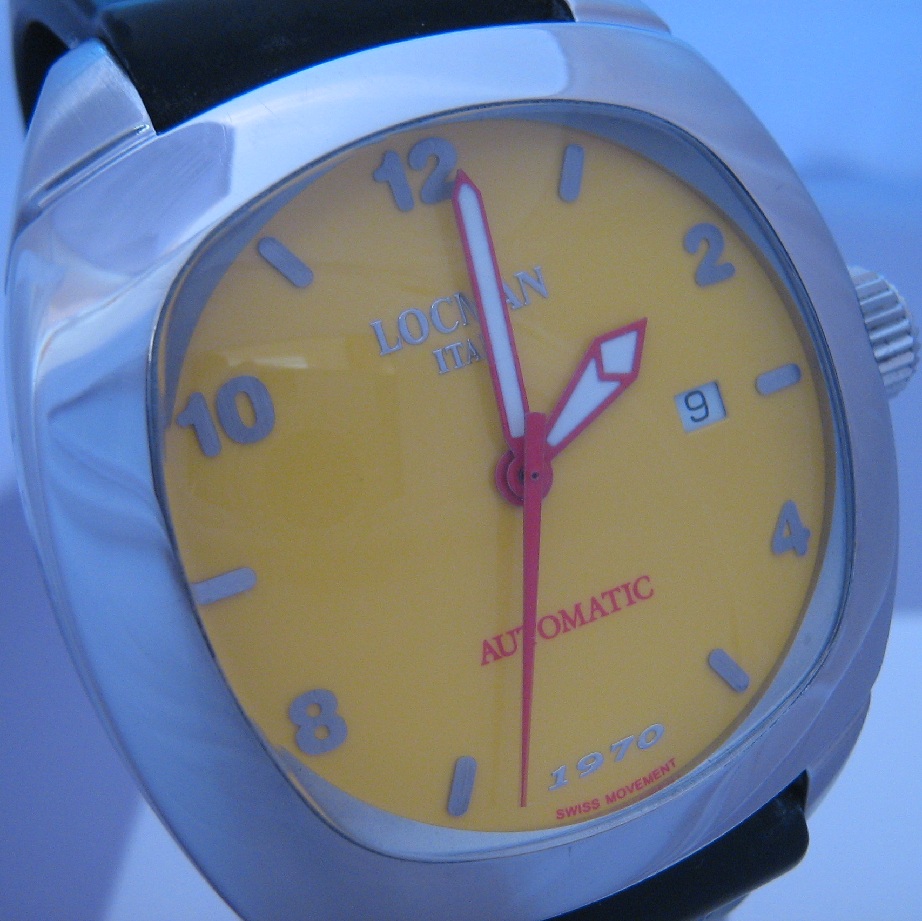 Locman 1970 Automatic Watch, Yellow Dial With Rubber Strap
