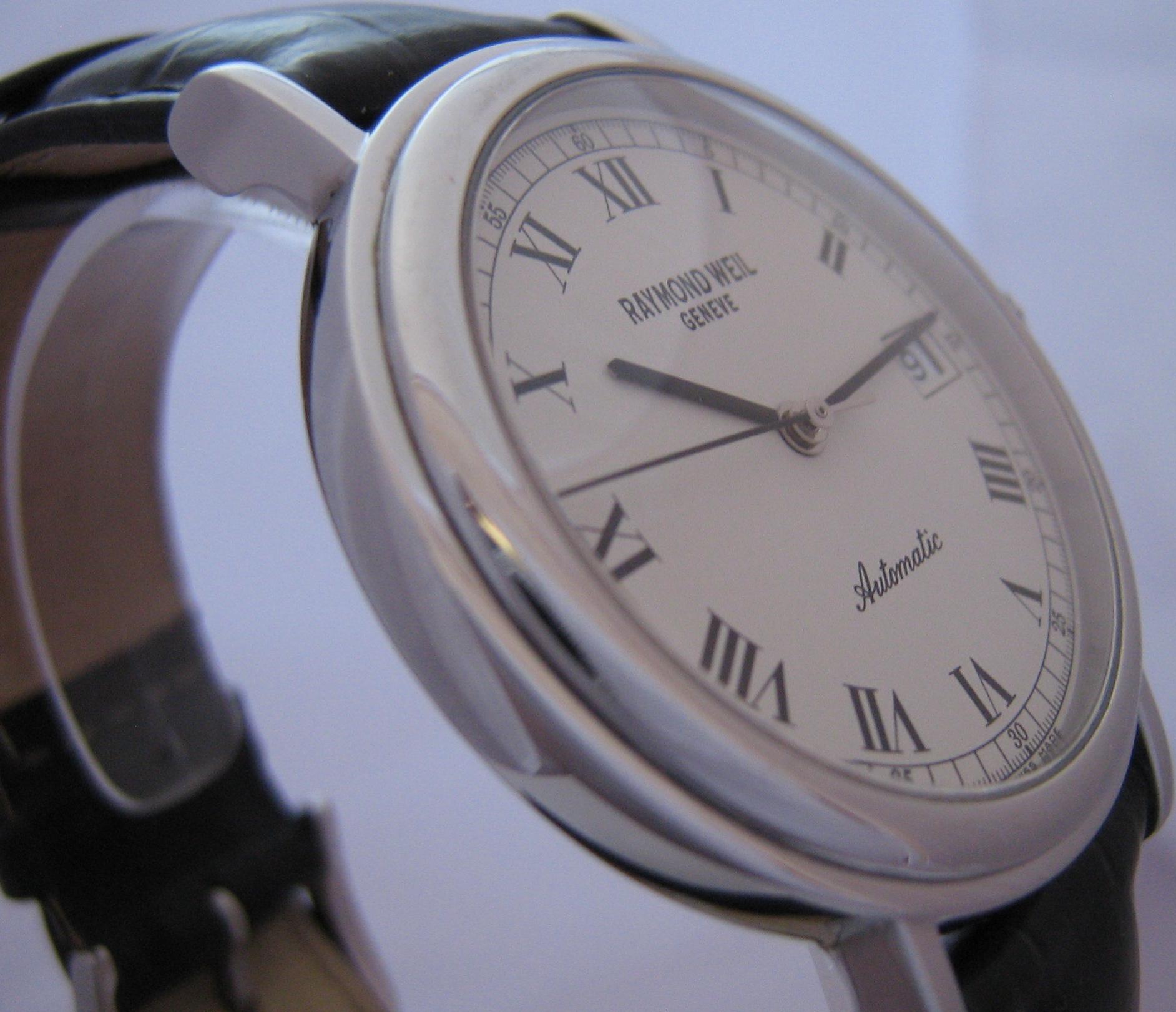 Raymond Weil Tradition Watch, White Dial With Leather Strap