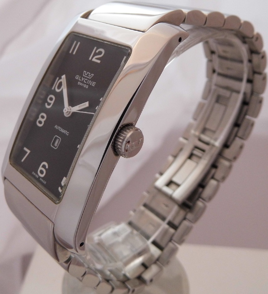 Glycine Rettangolo Automatic, Black Dial With Bracelet 